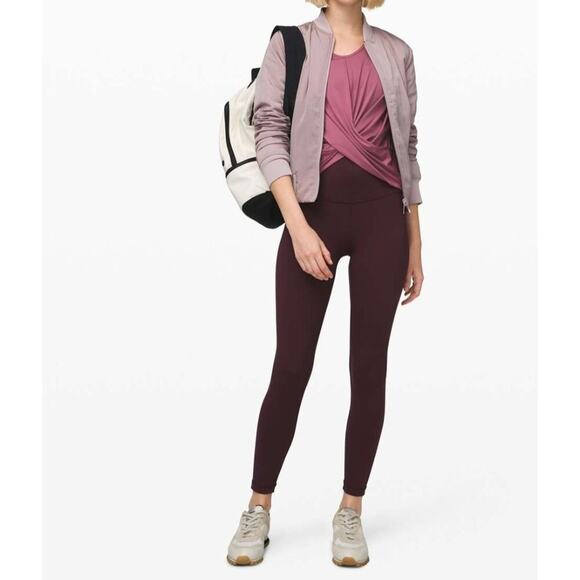 Lululemon Do the Daily Front Twist Four Way Stretch Hip Length Plum Size 2 - Picture 2 of 10